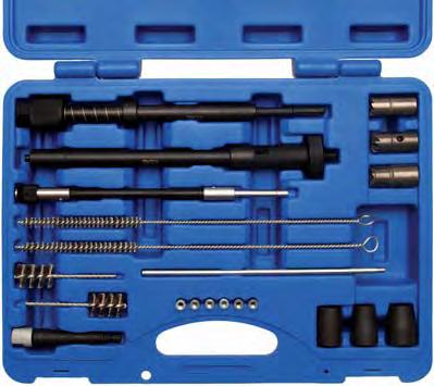 x 1 is repaired by insertion of a new threaded sleeve - includes: - puller and sliding hammer for removing of stuck and broken glow plugs - reamers for reaming of the defective thread - tap M10 x 1