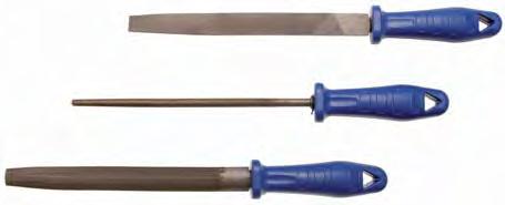 3-piece File Set, 200 mm - blade profile: flat hand - half round - round - plastic handle (blue) - cut 2 50210 3-piece Rasp Set, 200 mm - blade profile: flat