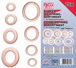 following sealing ring sizes: - 5.0 x 10 x 1.0 mm - 6.0 x 10 x 1.0 mm 7.0 x 10 x 1.0 mm - 8.0 x 10 x 1.0 mm 10.5 x 17 x 1.5 mm - 11.0 x 17 x 1.5 mm 12.