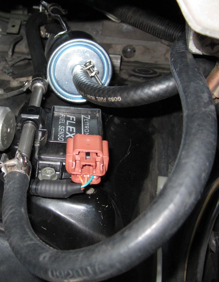 Image: Flex fuel sensor connected to fuel return line on S14 200SX Zeitronix ECA 2 Zeitronix sell a content analyser in various packages, including