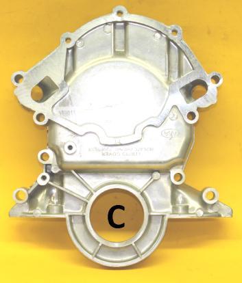 Requires 4 ea.625 spacers. B Fits 289-302-351 1965-1985 Standard Water pump mechanical fuel pump. This is the recommended front cover to be used.