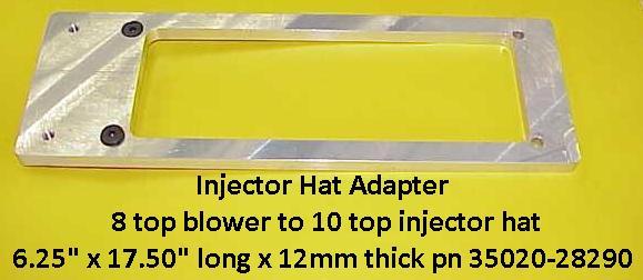 00 + Injector hat adapter - 10 top blower to 8 top injector 5.5" x 17.075" long x 16mm thick pn 35020-28281 List Price $ 285.00 + Racer Decal Price $ 198.