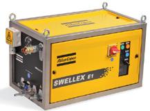 Swellex pump E1 The electric Swellex pump E1 is a fast and quiet high pressure water pump. It has an electrically driven Triplex plunger pump for up to 320 bar installation pressure.