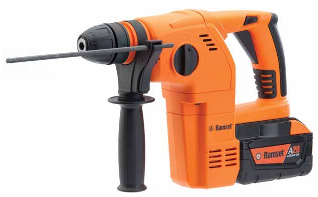 Rotary Hammer 28V Four Mode Hammer SDS-Plus chuck with quick change system for 3 jaw chuck 4 mode setting - drilling, hammer drilling, chiseling & neutral Variable trigger for maximum drilling