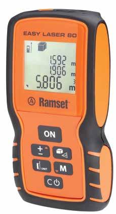 Distance Meter EL80 - Interior & Exterior Applications Laser Devices Illuminated display IP54 dust and water protection Area, volume, pythagoras and stake out measurent functions Stores up to 10