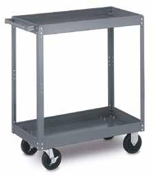 Service Carts ECONOMY 500 pound capacity, 32" high Two 22 gauge tray shelves with 3" lip 5" x 1-1/4" casters, 2