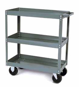 62 HEAVY DUTY 1000 pound capacity, 35" high Two 18 gauge tray shelves with 2-1/4" lip 5" casters, 2 rigid and 2