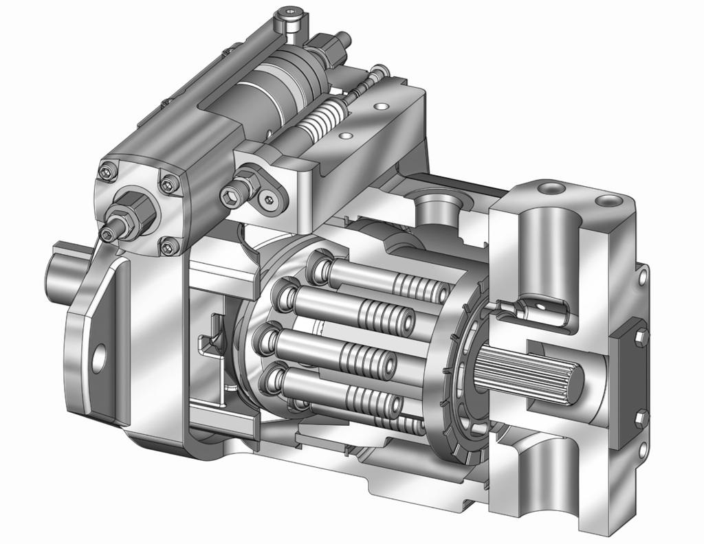 PVWJ Open Loop Pumps Multiple control types Field interchangeability without disconnecting from drive or system piping 1 Cylinder mounted polymerous journal bearing Allows operation with special