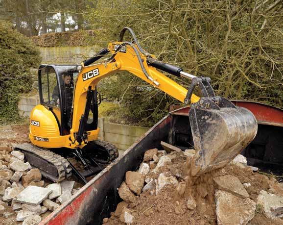 8025/8030/8035 COMPACT EXCAVATOR Proportional auxiliary controls allow for precise attachment operation on the foot