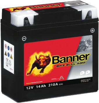 STARTER BATTERIES MOTORCYCLES BIKE BULL AGM THE LATEST AGM TECHNOLOGY FOR UNIVERSAL APPLICATIONS. This is pure Banner power for motorcycles, ATVs/quads, jet skis and tractor mowers.