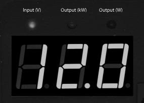 Input Voltage Output Wattage Output Kilowatts Operating Indicators: Indicators on the output end of the unit show the inverters power status and alarms for conditions that could cause it to shut down.