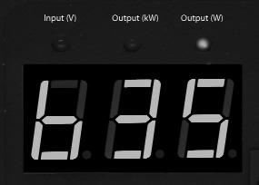 The three LEDs indicate the mode the meter is in and the three digits indicate the voltage or power value.