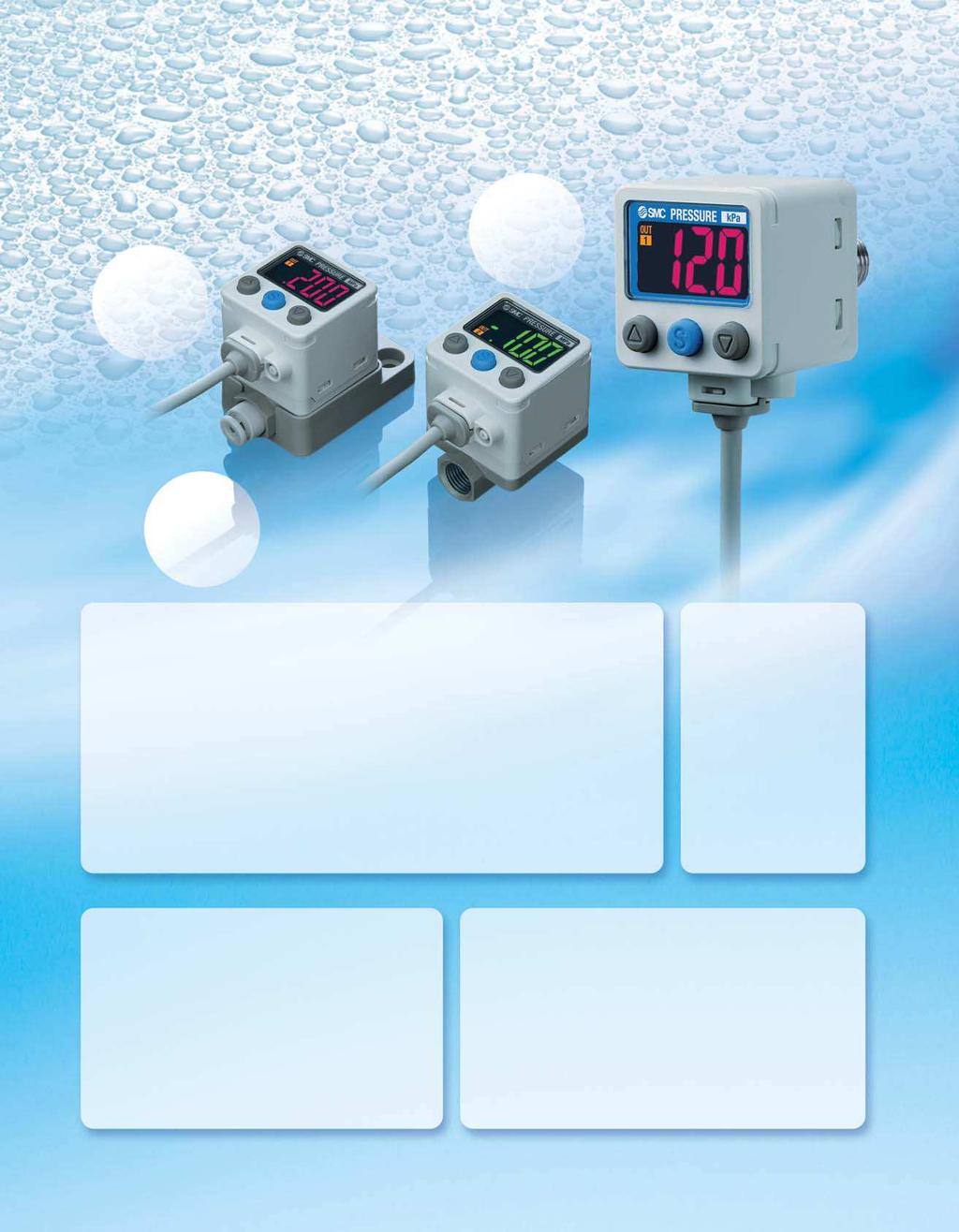 2-Color Display High Precision Digital Pressure Switch IP65 compliant RoHS compliant Applicable fluid Air, Non-corrosive gas, Non-flammable gas Can copy to up to 10 switches simultaneously.