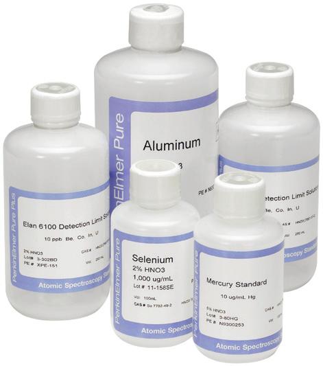 PerkinElmer Pure Standards Multi-Element Standards Single-Element Standards 1,000 μg/ml/10,000 ug/ml - 125 ml Bottles Whatever your application, you can depend on PerkinElmer Pure Standards to yield