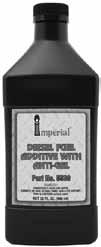 Additives IMPERIAL DIESEL FUEL ADDITIVE WITH ANTI GEL Proprietary blend specifically formulated to control the growth of wax crystals which can form during cold weather operation in both low sulfur