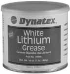Greases Dynatex White Lithium Grease General purpose lubricant, protects against rust and corrosion. Reduces wear to equipment and increases service life. Can be used on door, hood and truck latches.