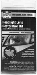 Kits & Miscellaneous Products Chemicals & Paints Permatex HEADLIGHT LENS RESTORATION KIT Restores clouded, pitted, yellowed, plastic headlight lens surfaces, which improves light output and