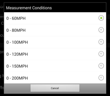 Time Measurement Settings Touch the Menu Key on your Android device Settings Measurement Conditions : Select Time Measurement Mode