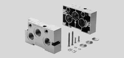 Manifold components, ISO 15407-1 Horizontal stacking Manifold sub-base NAW Materials: Die-cast aluminium Operating and environmental conditions Operating medium Compressed air to ISO 8573-1:2010