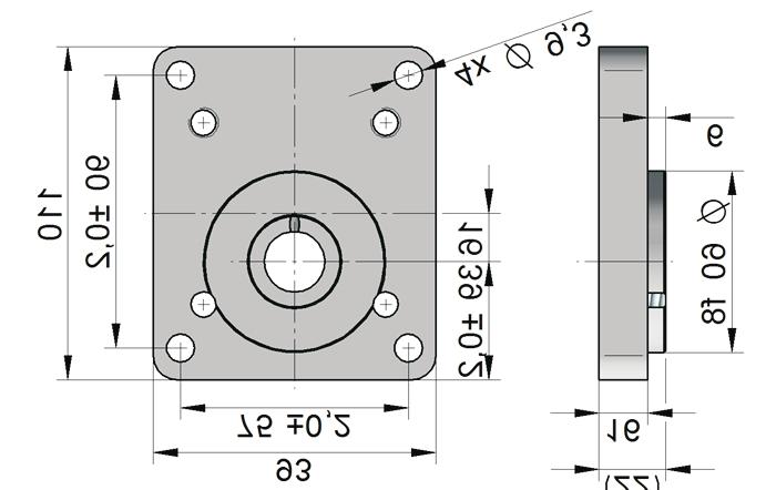Flange design in millimeters (inches) RF RH 9