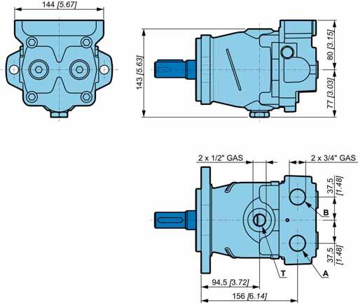 Side connection Motor M0 03 Twin port -