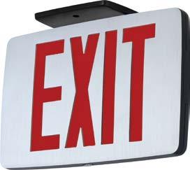 CCE Thin Die-Cast LED Emergency Exit EXIT SIGNS Thin die-cast aluminum Exit sign for commercial or light industrial applications Painted black housing with brushed aluminum face Long life LED lamps