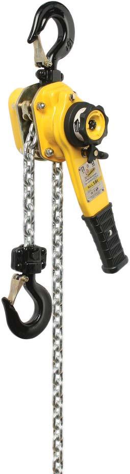 OZ LOADSAFE LEVER HOIST Capacity: 800kg to 9 tonnes Features: Unique hand wheel & free wheel knob design. Improved hook tips with cast self-locking latches.