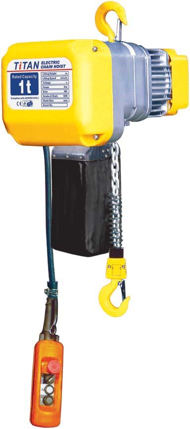 TITAN ELECTRIC CHAIN HOIST The Titan Electric Chain Hoist is available from 0.5T to 5T Capacity.