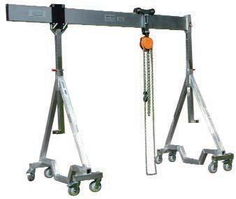 Mini Capacity: up to 1,500kg Total weight: 113kg Width of lateral stand: 1.19 m Height for hanging hoist: 1.18 2.1m Standard Capacity: up to 1,500kg Total weight: 121kg Width of lateral stand: 1.