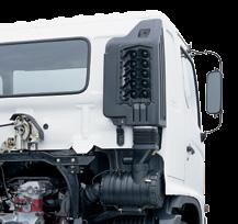 Hino considers safety from every angle, from an anti-fatigue pedal and switch layout in the cab, to
