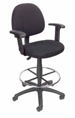 List: $110 Drafting Stool with Arms and Adjustable Back Depth. 20 Diameter Chrome Foot Ring. Up and Down Mechanism. Swivel Only.