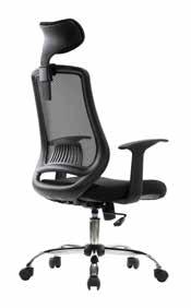 Executive mesh chair Adjustable lumbar support Adjustable arms Locking tilt mechanism with tension control Height adjustable Max.