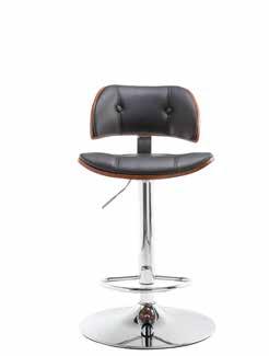 VICTORIA High back faux leather and walnut barstool With a buttoned black faux leather finish complemented beautifully in a walnut effect frame and set on a sturdy chrome base and footrest, the