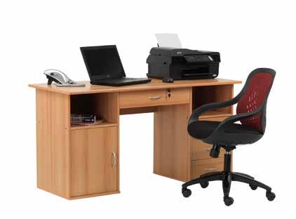 DALLAS Desk with locking drawer The Dallas is a traditional style desk boasting a wealth of storage space, in a beautiful Beech effect with chrome handles.