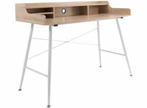 REED WRITING DESK Contemporary laptop desk The Reed Writing desk is made from a quality light oak finish beautifully complemented by a glossy white metal frame.