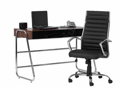JUO WORKSTATION Contemporary designer desk Featuring a beautiful Walnut finish complemented by a high gloss black finish and chrome frame, the Juo workstation gives a warming and engaging feel to any