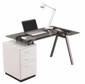 CLEVELAND 4 Smoked glass desk Featuring a modern, smoked glass top on a grey frame, complete with complimenting pedestal in a beautiful white painted finish, the Cleveland 4 desk is sure to attract