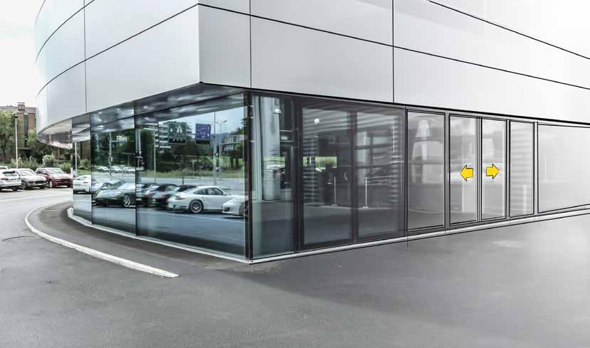 At one with the façade Our sophisticated, flush-fitting door technology allows closed sliding doors to blend into the wall or façade and form