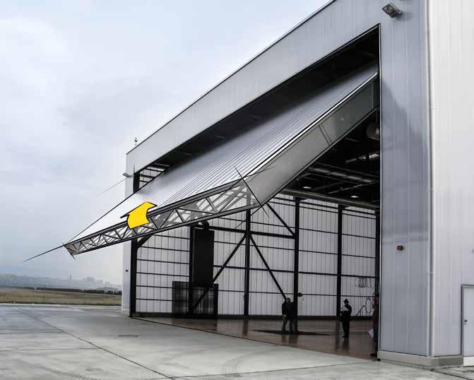 DOOR/GATE SYSTEMS FOR AIRCRAFT HANGARS Through the big door Hangars that house aeroplanes and helicopters require large doors.