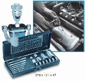 Tap and Die Set For problem-free rethreading even in areas with restricted access To be used with Reversible Ratchet Heavy-duty thread cutter made of HSS steel In black plastic box With PUR foam