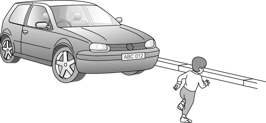 9. The diagram shows a child running across the road in front of a moving car. In this situation the driver needs to stop the car in the shortest possible distance.