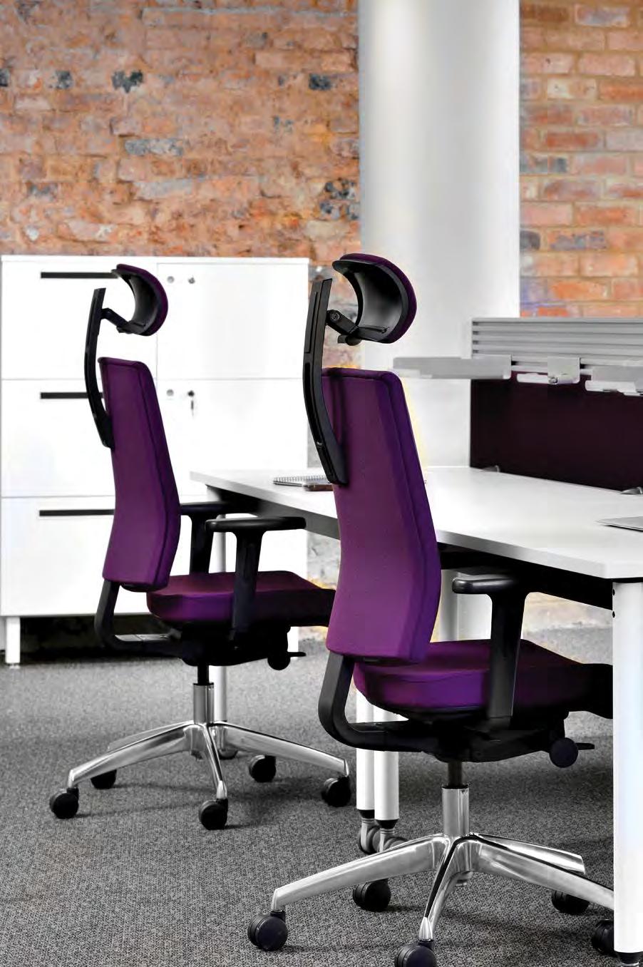 Task chair and matching cantilever visitor chair Waterfall seat Synchronised mechanism providing freefloat back action,