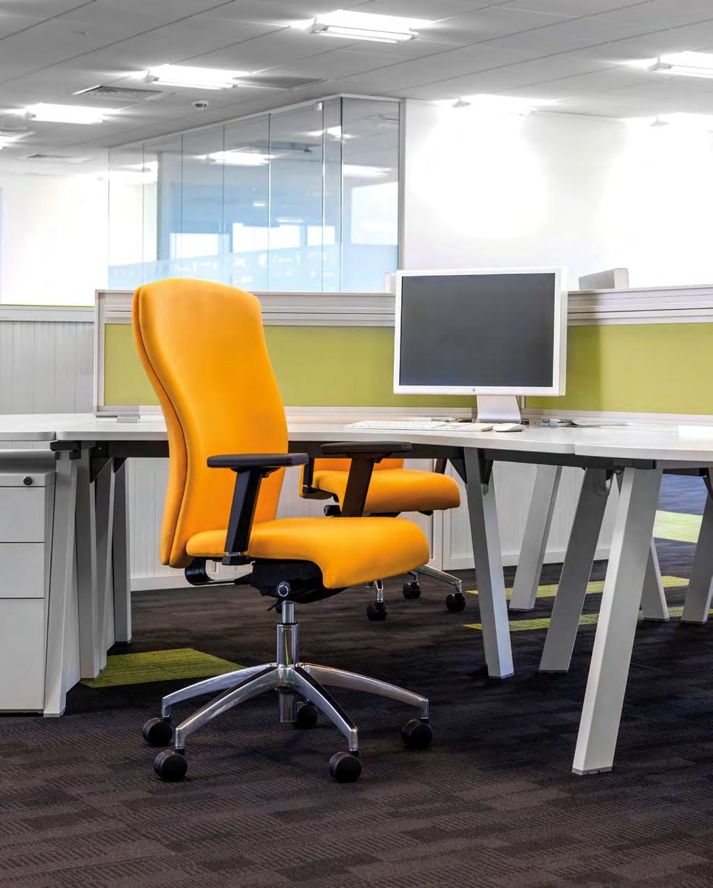 user weight Available in fabric, leather and vinyl Compliant with HSE seating at work directives