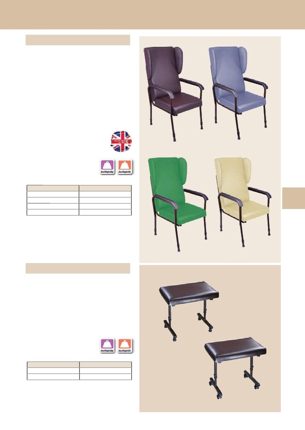Chelsfield Height Adjustable Chair Comfortable seating with lateral movement to suit the individual user Specially designed legs to reduce tilt when transferring High back for head support Easy clean