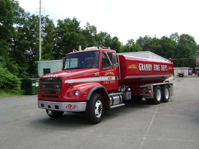 The Tanker Granby FD s Tanker 1 is a 5,000-gallon tanker that is outfitted with an 8-inch