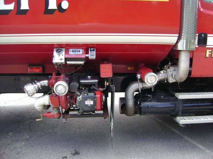 The Pump Tanker 1 s pump is a Darley model HE18 pump driven by an 18HP Briggs &
