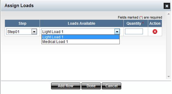 The Assign Loads pop-up window will appear. - Select the Step number to which you would like to assign a load from the drop-down menu.