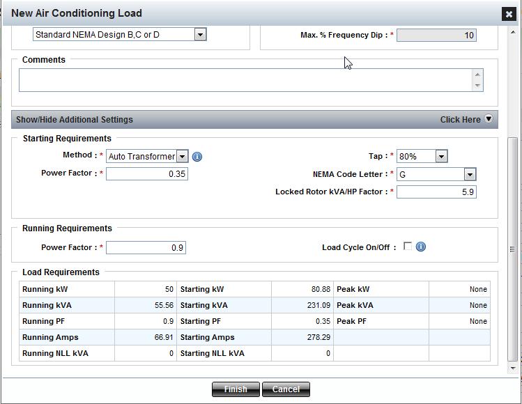 Option 1.4 Autotransformer Method is selected Tap Select the tap from the drop-down list.