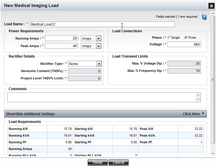 Medical Imaging Load Entering Medical Imaging Load Form Overview This form allows adding a new medical imaging load, such as a CAT scan, MRI or X-ray machine.