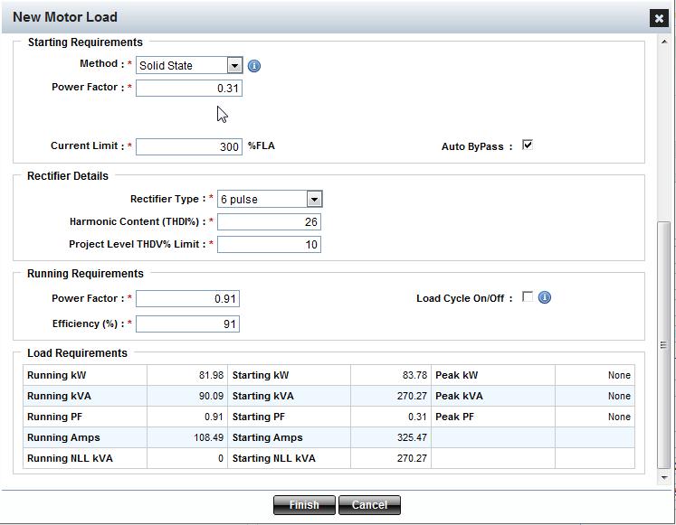 Option 1.5 Solid State Method selected Current Limit (% FLA) Enter the current limit settings.